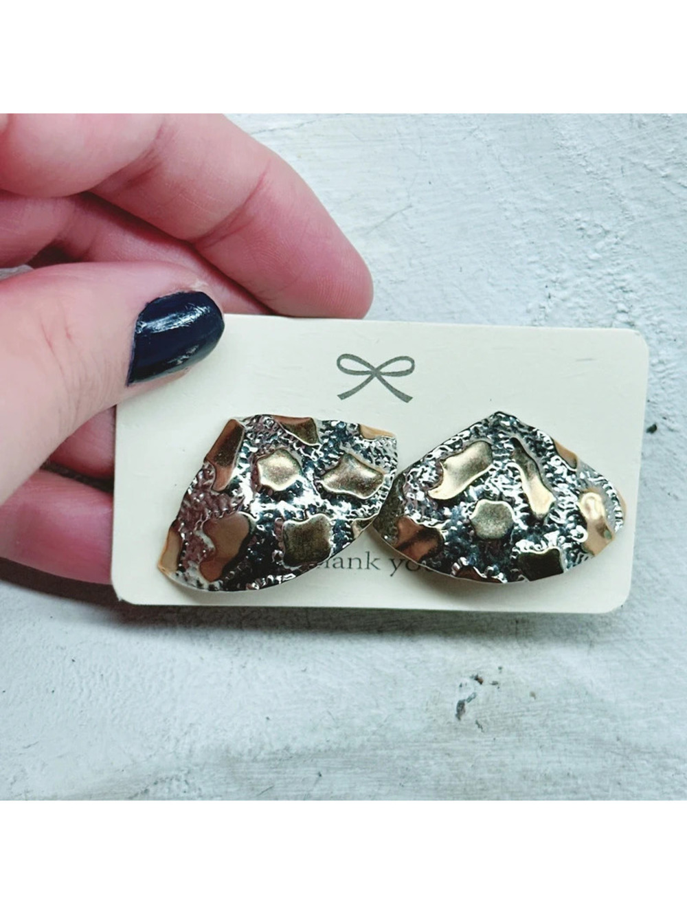 1044mc. Two Tone Animal Print Earrings